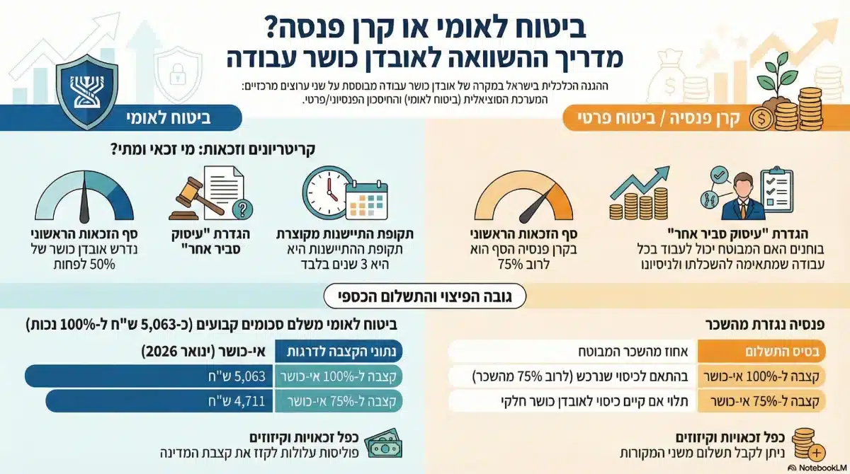 השוואה ביטוח לאומי קרן פנסיה